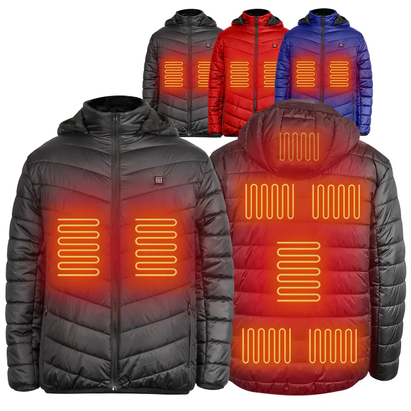 겨울 8 존 남녀 공용 플러스 사이즈 경량 전기 의류 지능형 유지 열 후드 코트 남성 여성을위한 가열 재킷