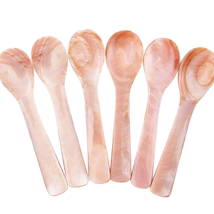 Cuchara de Nácar Natural con Mango de Resina, Hecha a Mano, Cuchara de Concha Marina para Café y Postre - Product Image 1