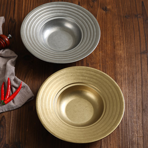 Vintage Italian Pasta Plate Deep Dish Round Stainless Steel Western Tableware For Party And Everyday Use - Product Image 2