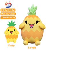 Groothandel op maat gemaakte fruit ananas knuffels pluche speelgoed kussen op maat wasbaar superzacht schattig pluche speelgoed