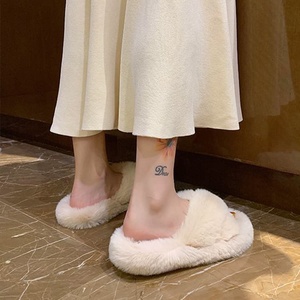 Finta Pelliccia Diapositive <span class=keywords><strong>Visone</strong></span> Doppio Cinghie Del Progettista Fluffy Pelliccia Del Faux Pantofole Donna - Product Image 5