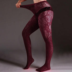 Collants Jacquard Rétro de Luxe pour Femme, Sexy, Noirs, Creux, en Résille Unie, Respirants, Haute Cuisse - Product Image 3