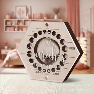 Caja de madera para dientes de leche con forma de polígono, tipo vertical, para niños de 4 a 6 años, para guardar y conservar los dientes, recuerdo. - Product Image 1