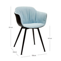 Chaise de salle à manger rembourrée avec accoudoirs, assise et dossier doux et rembourrés, pieds en métal pour la maison, le café, le restaurant