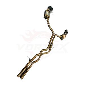 Système d'échappement Catback Vortex Titanium Gold avec valves pour Audi RS6 RS7 C8 4.0T avec embouts ovales noirs brillants et kit de fixation - Product Image 4