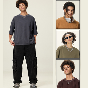 Personalizada hombres ácido lavado camiseta Streetwear 260gsm boxy crop algodón camisetas de gran tamaño Vintage lavado vintage camiseta para hombres - Product Image 1
