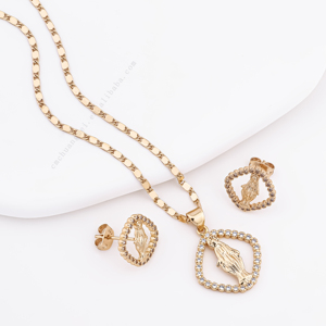 Joyería de Verano CM 2022, Joyería Religiosa de la Virgen María en Oro de 18K, Conjunto de Joyería de Dubái, Conjuntos de Collar y Aretes, Conjuntos de Joyería Europea - Product Image 5