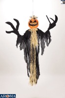 AROMA 62.99'' Décoration d'Halloween Citrouille Lumineuse Suspendue avec Branches et Mains pour Fêtes d'Halloween et Décorations de Jardin