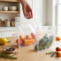 Sachet refermable à huit soudures latérales 24x17+8cm, transparent givré, avec poignée, anti-humidité, pour emballage de thé, épices, bonbons et snacks