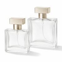 Botol Parfum Kaca Persegi 25ml 50ml, Transparan/Buram, Kosong, dengan Pompa Warna Emas