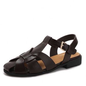 Sandales plates d'été respirantes à boucle tressée pour femmes grandes tailles, style pêcheur - Product Image 5