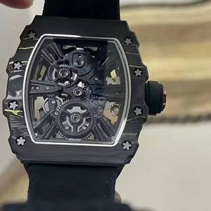 Montre de plongée mécanique haut de gamme pour homme, édition limitée haut de gamme 1201, tourbillon noir et or, boîtier en fibre de carbone de forme tonneau. - Product Image 6