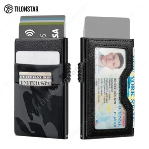 TILONSTAR TVC326 Porte-cartes de crédit Pop Up Portefeuille Aluminium Poche Rfid Porte-cartes