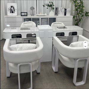2026 Luxury <b>Nail</b> Salon White R Manicure Table and Chair Set Modern Beauty Shop <b>Nail</b> Table With Lights - Product Image 1