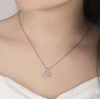 Collier pendentif en laiton romantique, petit et mignon, demi-zircon, taille brillant, imitation rhodié, chaîne en boîte pour femmes et filles