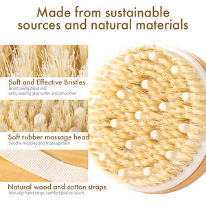 <span class=keywords><strong>Brosse</strong></span> Corporelle Manuelle Ronde à Poils Naturels pour Drainage Lymphatique, Massage <span class=keywords><strong>Anti</strong></span>-<span class=keywords><strong>Cellulite</strong></span> et Exfoliation sous la Douche, <span class=keywords><strong>Brosse</strong></span> Sèche en <span class=keywords><strong>Bois</strong></span> - Product Image 3