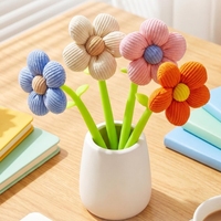 Stylo gel 3D en plastique motif fleur bleu, pointe 0,5 mm, pour journal créatif et décoration de bureau