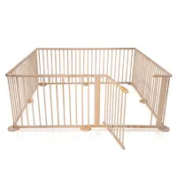TB-C035,8 Side Wooden Baby Playpen With Door Baby Child Playpen Children Play Game Protect Playpen With Nature Wood Colour