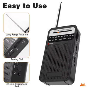 Radio portable double bande de poche avec écouteurs, pointeur radio, Bel Canto, écoute complète des chaînes, radio pour personnes âgées - Product Image 2