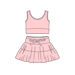 GSD3626 Conjunto de Ropa de Verano para Niña, Falda de Yoga con Lazos Azules y Cangrejo Rojo, Venta al por Mayor, Ropa Infantil, Conjunto de Falda de Tela - Product Image 6