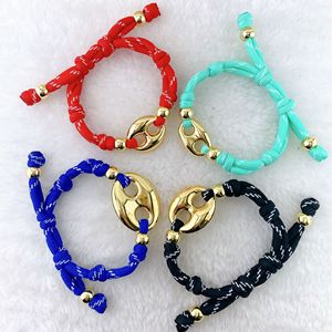 Nouveau <span class=keywords><strong>Bracelet</strong></span> en Corde Cœur Vintage en Cuivre Lisse avec Nez de Cochon Coloré, Personnalisable DIY, Ajustable, Unisexe, Idéal Cadeau - Product Image 4