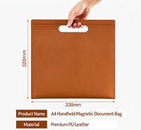 Porte-documents magnétique en cuir PU A4 avec logo personnalisé, avec poignée, imperméable, grande capacité, pour les réunions de bureau, sac de présentation