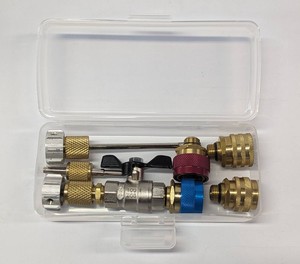 Juego de herramientas combinadas de primera calidad para remover e instalar válvulas de refrigerante dobles R134a R1234yf para acoplador rápido - Product Image 1