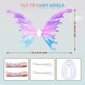 Ucuz elektrikli hareketli peri kanatları Cosplay kostüm Up Led parti parlayan parlak kızlar prenses kelebek kanatları Neon parti için - Product Image 2