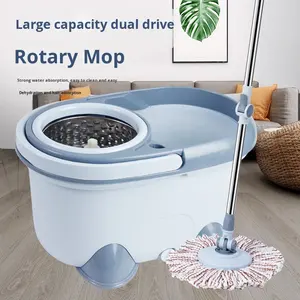 Ensemble de <span class=keywords><strong>seau</strong></span> à serpillière rotatif à double entraînement <span class=keywords><strong>pour</strong></span> un usage domestique, serpillière épaisse <span class=keywords><strong>pour</strong></span> sols, lavage sans les mains, serpillière extensible - Product Image 1