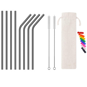 Ensemble de pailles en acier inoxydable 304, ensemble de 19 pièces comprenant des pailles en métal pour thé au lait, boissons et jus ; pailles colorées avec - Product Image 4