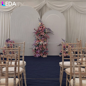 Fondo de pared LEDA con flores colgantes de colores, arco de acrílico blanco, fondo limpio para bodas - Product Image 4