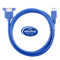 Haute qualité 0.5M 1M 1.5M USB 3.0 un câble d'extension mâle à femelle avec vis de montage sur panneau
