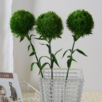 Composition florale artificielle de carnations vertes en caoutchouc souple, pour décoration intérieure, accessoires de photographie de mariage et extérieur, et déguisement