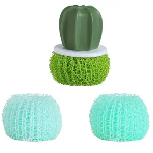 Cute a kind of cactus shape nano fibers cleaning brushes for cleaning greasy dirt on kitchen cooking bench pot bottle bowl cup