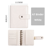 Carnet de rangement Macaron A7, Set de classeurs de luxe rechargeables avec enveloppes d'argent, Mini portefeuille de poche à 6 anneaux