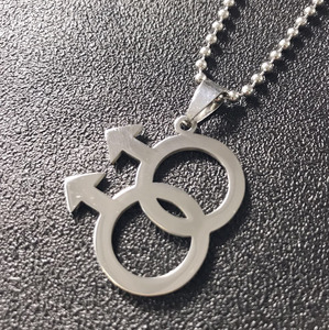 Vente en gros Acier inoxydable Gay Pride <span class=keywords><strong>Symbole</strong></span> Lesbienne Charme Collier Bijoux Homme Signe Pendentif Collier Pour Hommes - Product Image 3