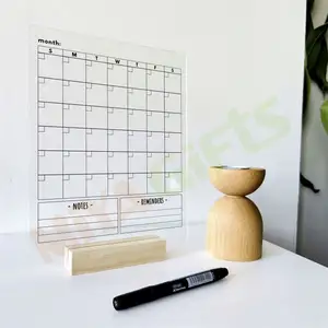 custom monthly calendar vertical writable acrylic board clear transparent desk planner stand dry erase organizer