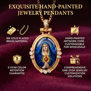Colgante Ovalado Esmaltado a Mano <span class=keywords><strong>de</strong></span> Nuestra Señora <span class=keywords><strong>de</strong></span> los Dolores, Regalo <span class=keywords><strong>de</strong></span> Consolación para la <span class=keywords><strong>Semana</strong></span> <span class=keywords><strong>Santa</strong></span> en Italia y España, Venta al por Mayor - Product Image 3