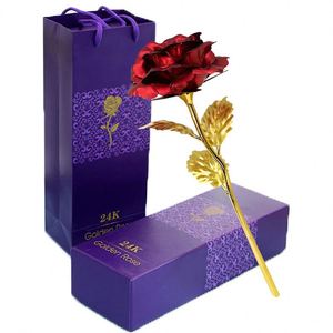 Rose dorée en feuille d'or 24 carats, rose artificielle éternelle, cadeaux de Noël pour elle, grand-mère, sœur, femme, amies - Product Image 1
