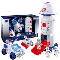 Jouet de Modélisme Aérospatial pour Enfants, Fusée Sonore et Lumineuse, Voiture d'Exploration Spatiale à Inertie, Maison de Jeu en Plastique, 4-6 Ans, Unisexe