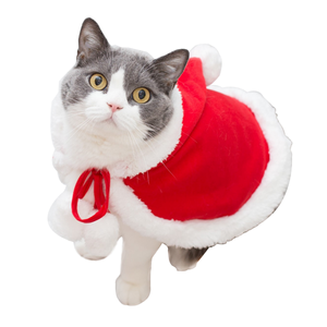 Sanchi Nouvel An Noël Chat Chien Chiot Petite Robe Cape Rouge en Polaire Unie pour Animaux Mignons Chaton Lavage à la Main Petits Animaux L - Product Image 1