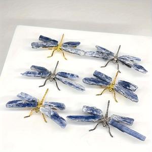 Vente en gros de pierres de guérison en cristal naturel sculpté, libellule en kyanite, libellule en cristal pour la décoration de la maison - Product Image 1