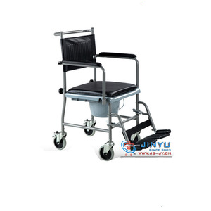 Stainless Steel Foldable Commode Chair With Wheels High Backrest Armrests For <b>Elderly</b> And Pregnant Women - Product Image 2