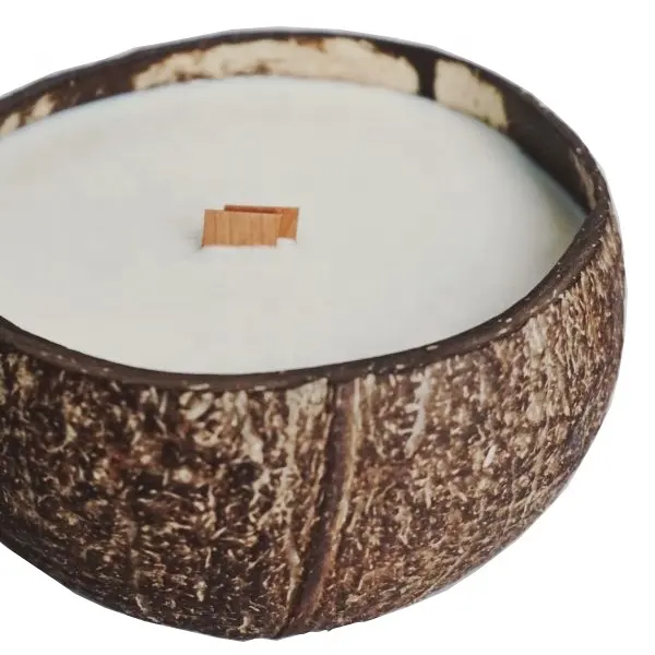 Venta alta calidad mejor hecho a mano natural de cáscara de coco vela cuencos con aromas