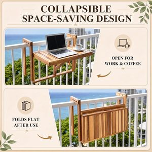<span class=keywords><strong>Table</strong></span> suspendue personnalisée <span class=keywords><strong>pour</strong></span> <span class=keywords><strong>balcon</strong></span>, <span class=keywords><strong>table</strong></span> pliante en bois d'acacia <span class=keywords><strong>pour</strong></span> balustrade, hauteur et largeur réglables, bureau de <span class=keywords><strong>balcon</strong></span> extérieur - Product Image 5