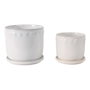 Vaso Decorativo per Fiori con Bordo a Bolle e Piatto Sottovaso, Elegante Decorazione per Interni ed Esterni - Product Image 4