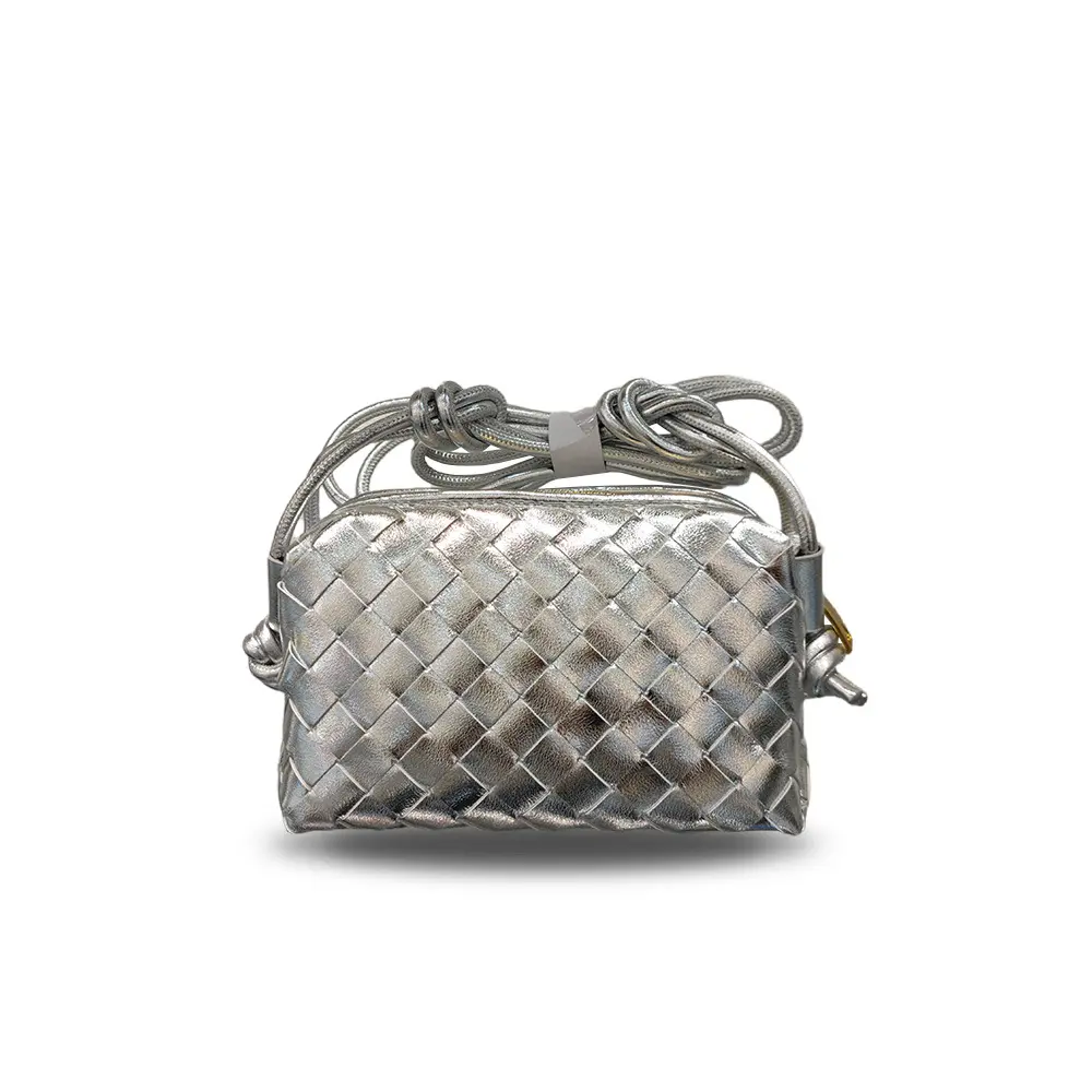 Female real leather woven handbag purse fashion leather mini woven crossbody bag for women