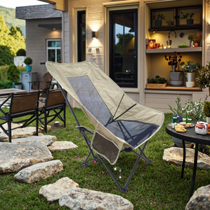 Sedia pieghevole e rilassata sedia da esterno con schienale alto in rete con cintura in garza da campeggio sedia pieghevole - Product Image 5