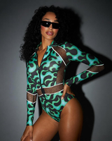 Op maat gemaakte carnavalsmonokini leverancier vlamprint mesh bodysuit Jouvert festival Miami badkleding groothandel private label OEM badpak