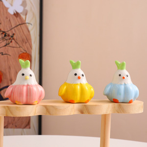 Turning Direction Garlic Bird Ceramic Ornament 3Pcs Spinning Decor For Home Desktop Tea <b>Table</b> Gift Craft - Product Image 1